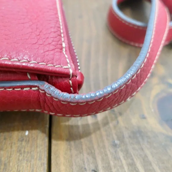 LOEWE Vintage Cherry Red Pebbled Calfskin Leather Crossbody Bag 8.5x10